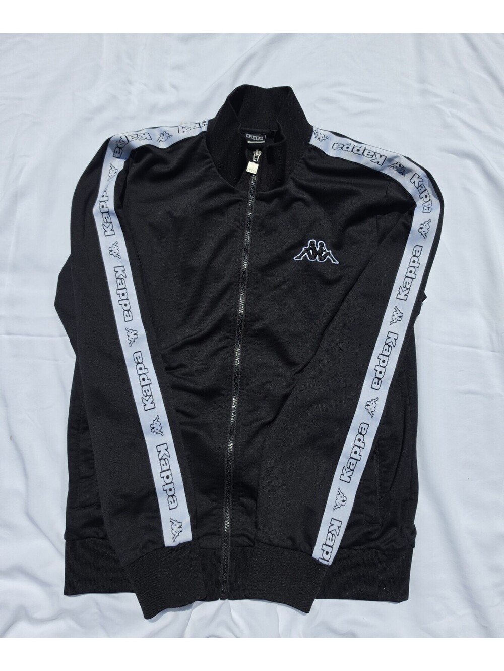 Kappa 222 Banda Track Jacket Size S Black White Logo Vintage Full Zip Streetwear